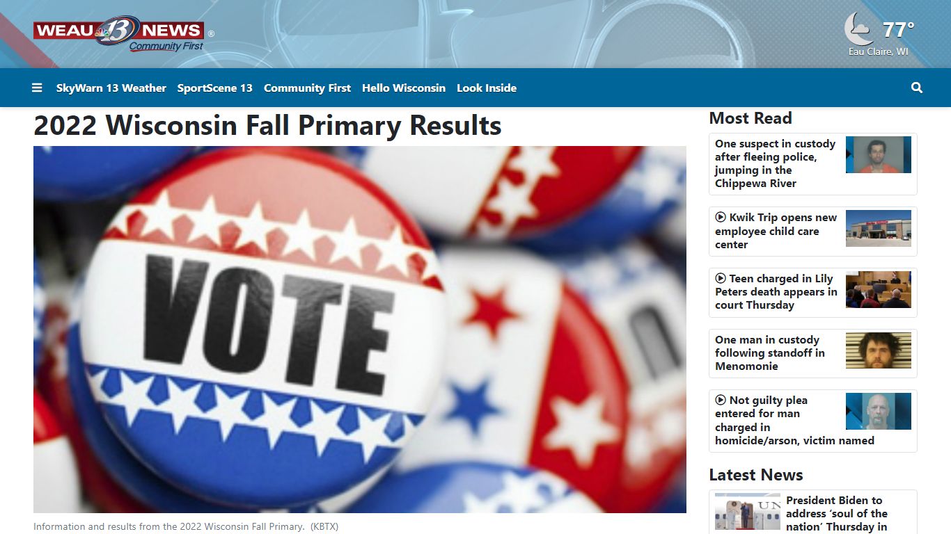 2022 Wisconsin Fall Primary Results - weau.com